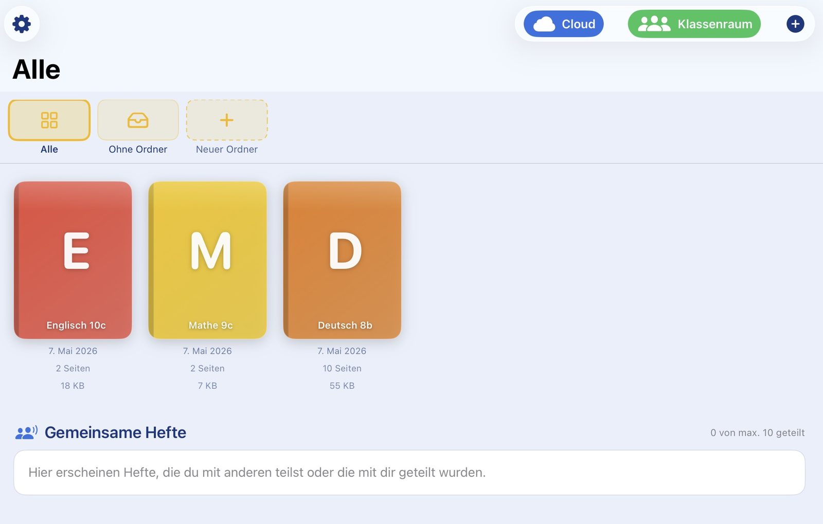 Notebook library with folders